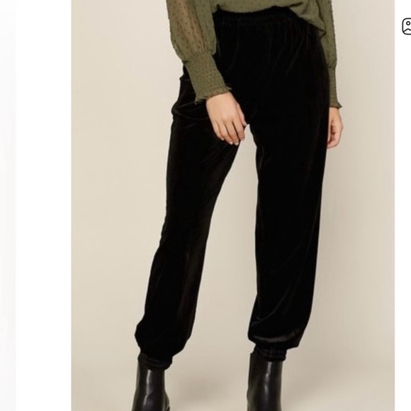 Skies Are Blue Velvet Jogger Pants in Black | Size S - Picture 1 of 8